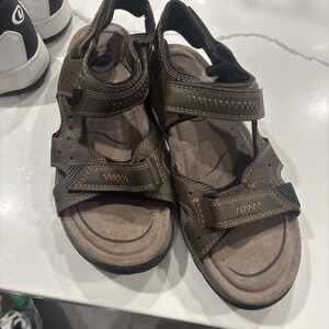 Men's Outdoor Adjustable Sandals Earth Spirit Brown Size 12 Gelron Cushion